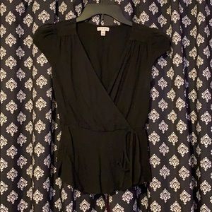 Black deep V Blouse